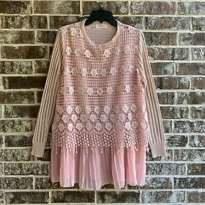 Simply Couture Dusty Rose Knitted Tunic with pleated extension Size Medium